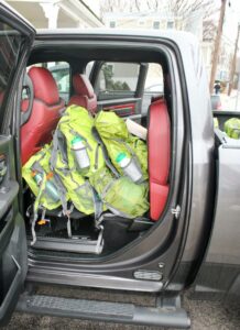 Packed Backpacks in Truck